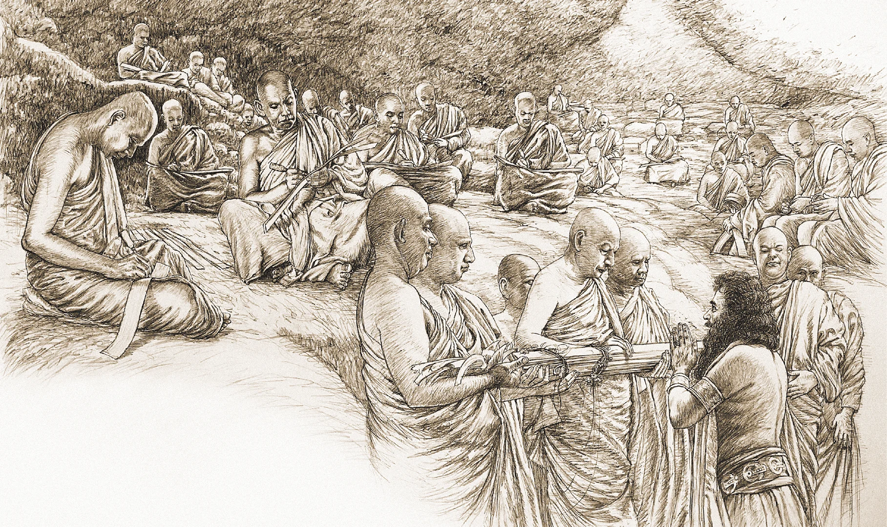 ภาพที่ ๕ — การสังคายนาครั้งที่ ๕ ณ อาโลกเลณสถาน ประเทศศรีลังกา